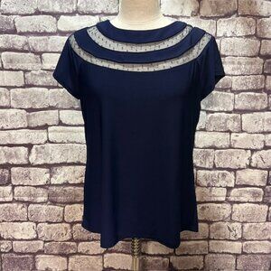 A.U.W. Blue Short Sleeve Blouse Size M